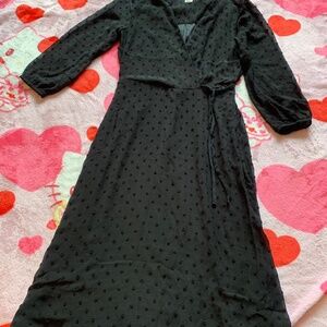 Classic black faux wrap dress